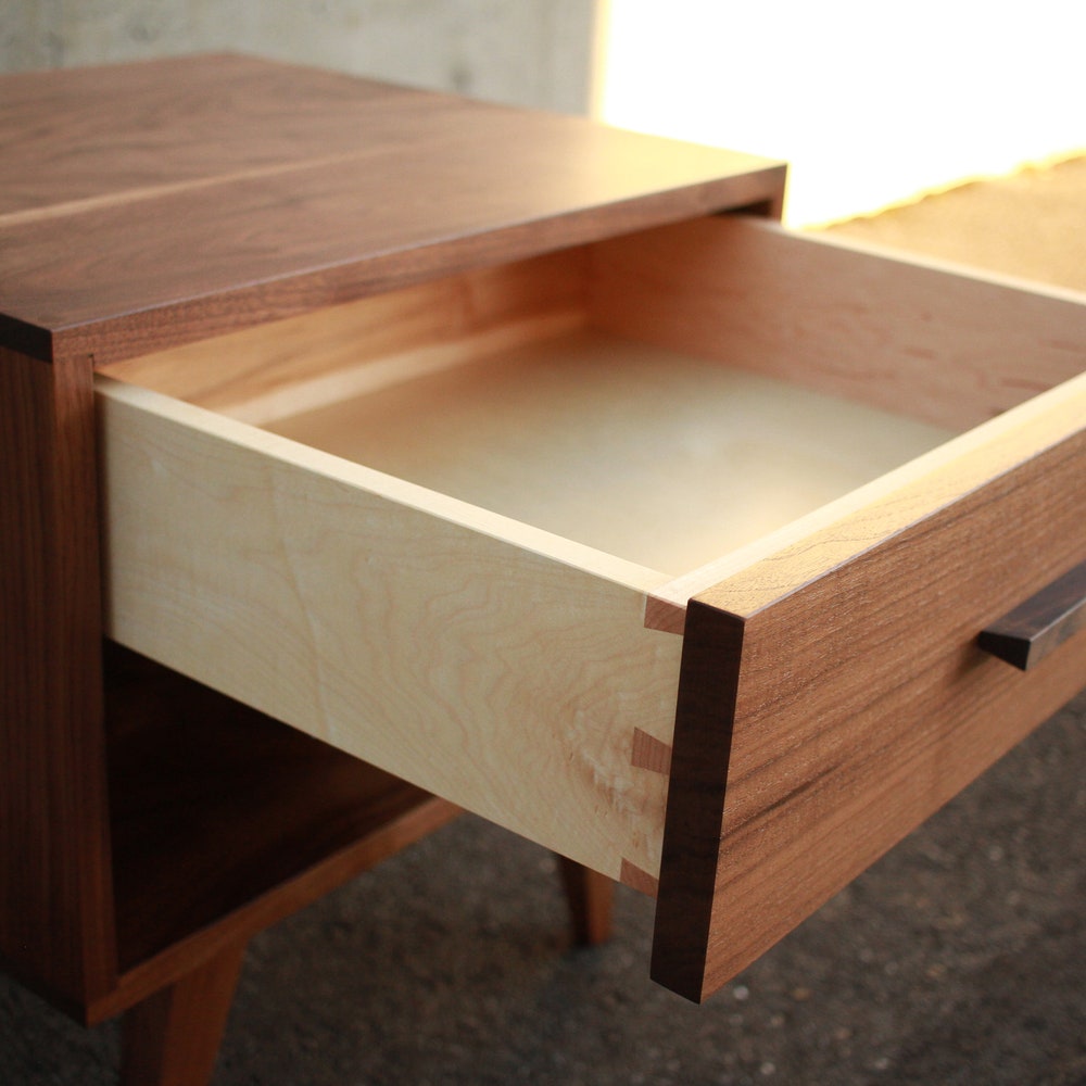 Moline Nightstand, Mid Century Nightstand with Drawer, Solid Hardwood Modern Side Table (Shown in Walnut) - Image 3