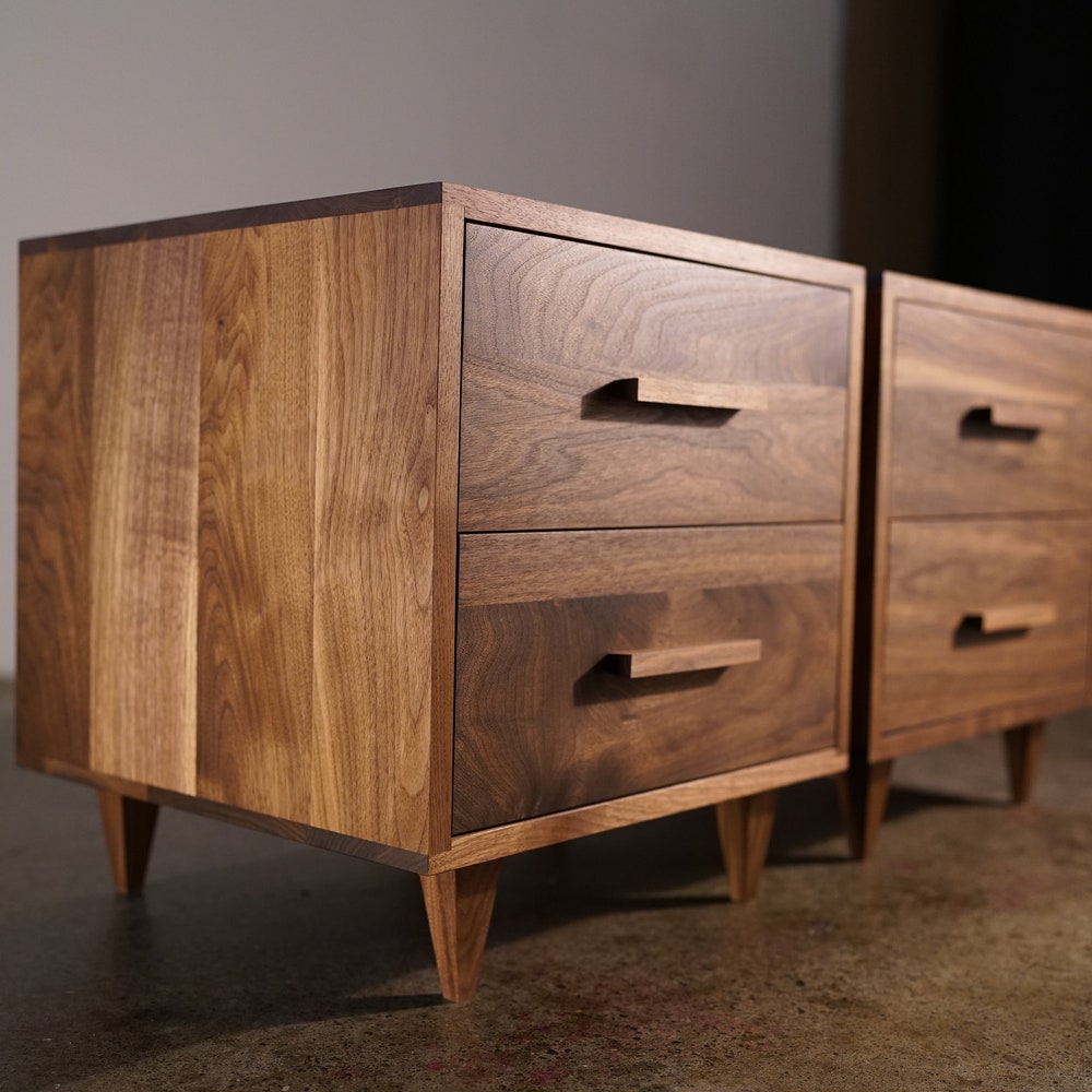 Moline Nightstand, 2 Drawers, Solid Hardwood Modern Side Table (Shown in Walnut) - Image 7