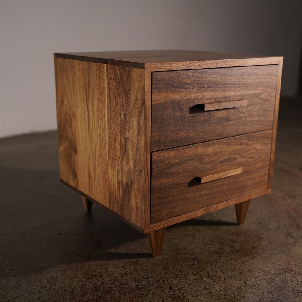 Moline Nightstand, 2 Drawers, Solid Hardwood Modern Side Table (Shown in Walnut) - Image 2