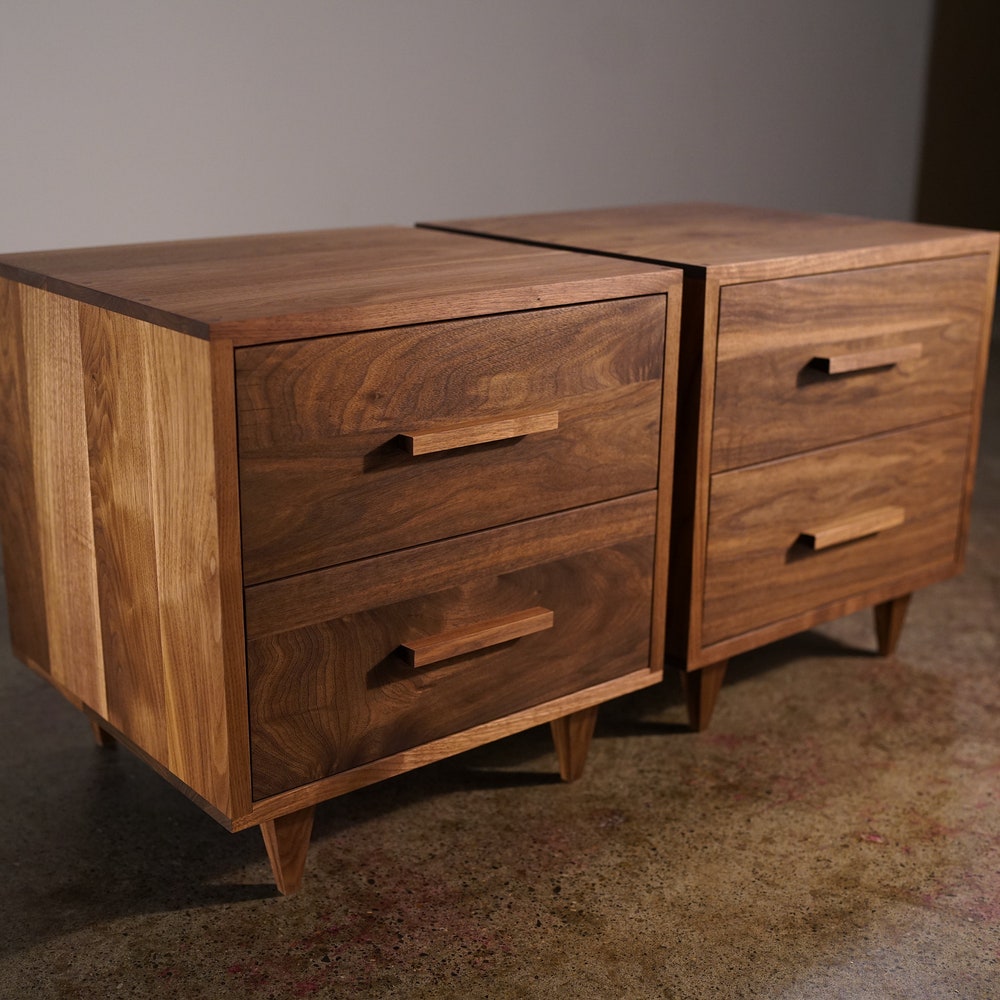 Moline Nightstand, 2 Drawers, Solid Hardwood Modern Side Table (Shown in Walnut) - Image 6