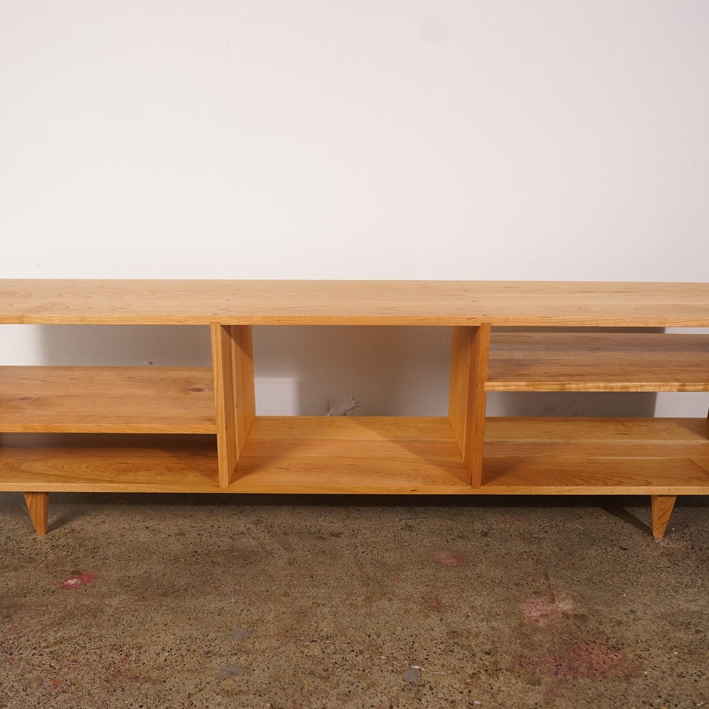 Braca Media Console, Mid Century Modern Sideboard, Solid Wood Modern Credenza, Domestic Hardwood (Shown in Madrone) - Image 4