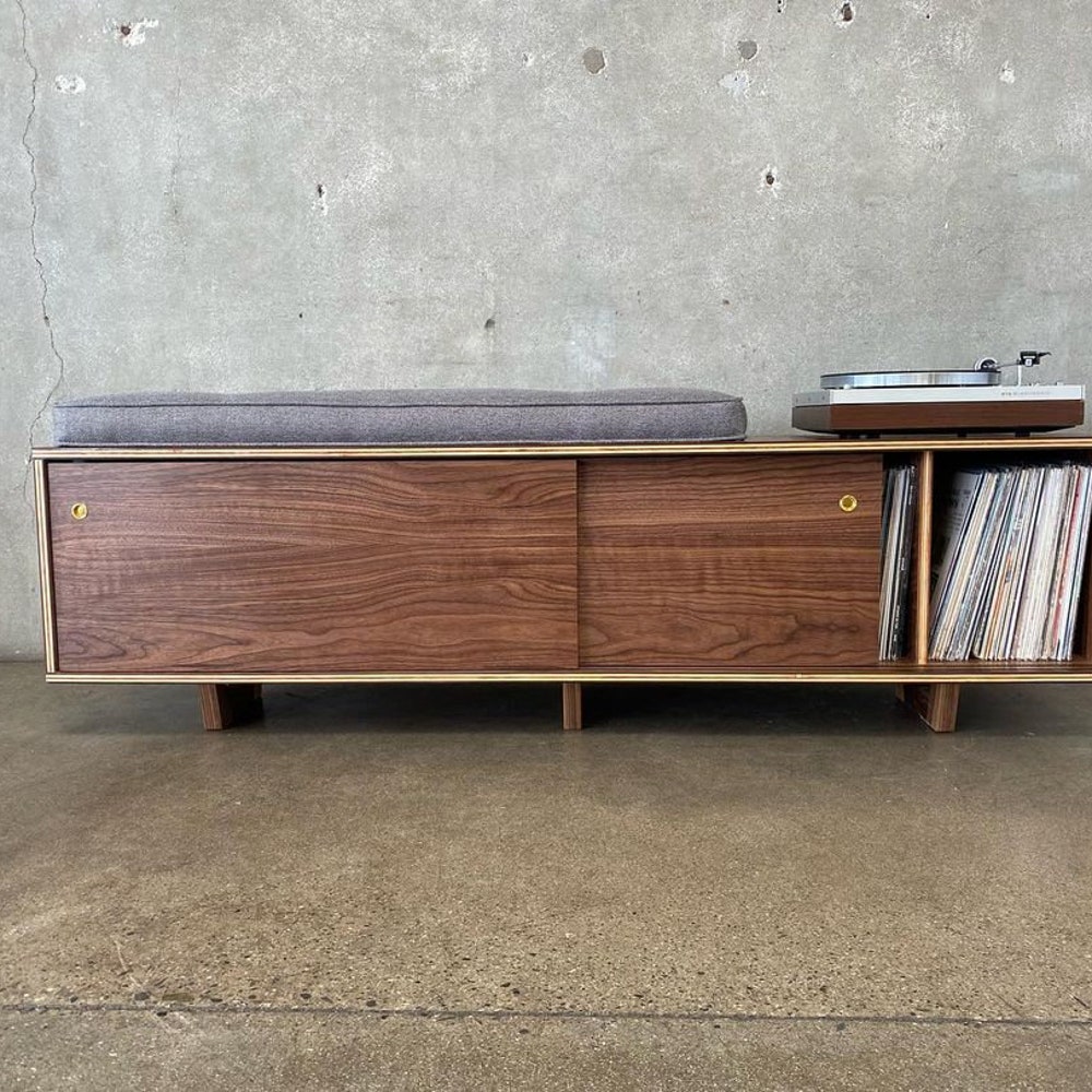 The Lo-fi Vinyl Storage Bench with Sliding Doors - Image 4