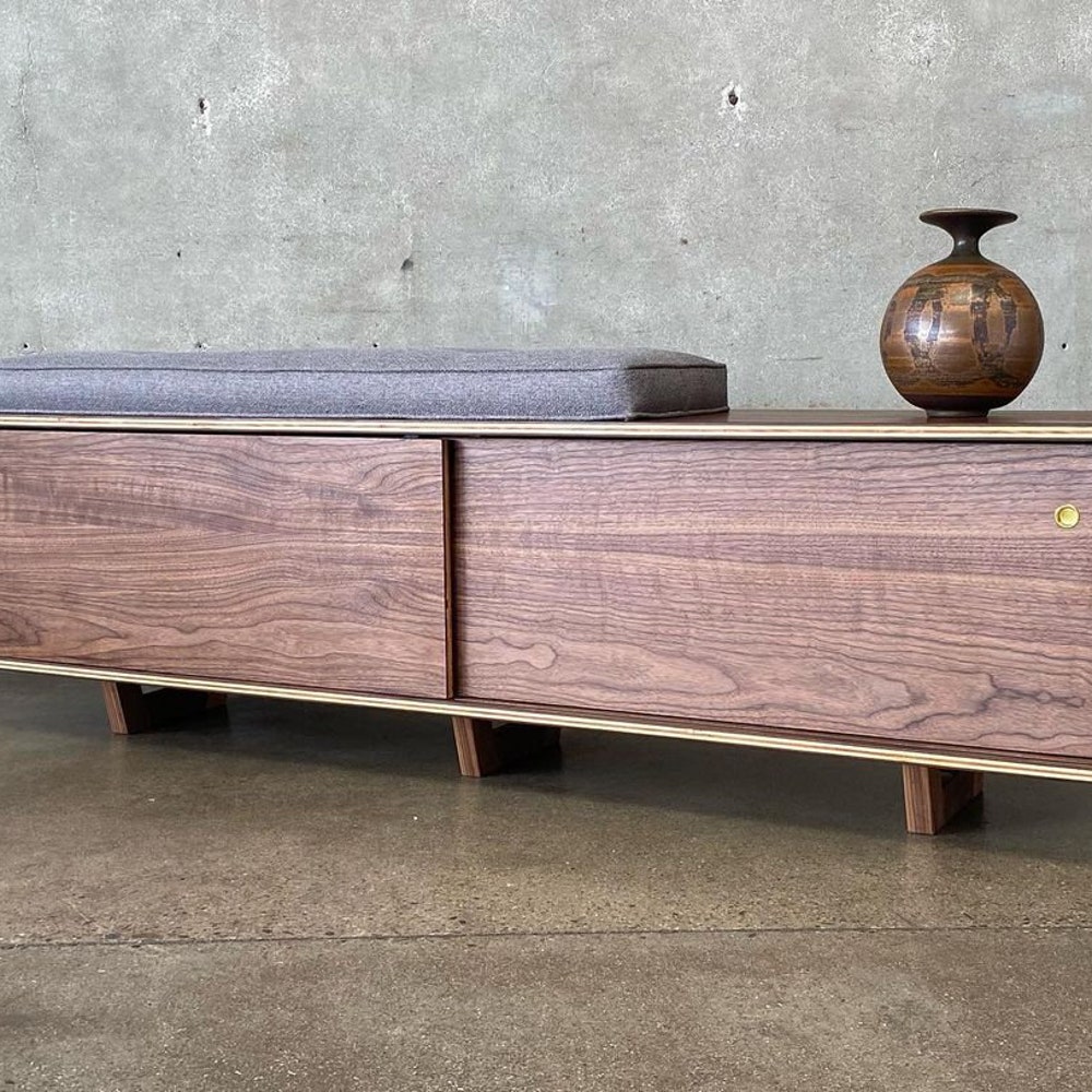 The Lo-fi Vinyl Storage Bench with Sliding Doors - Image 2