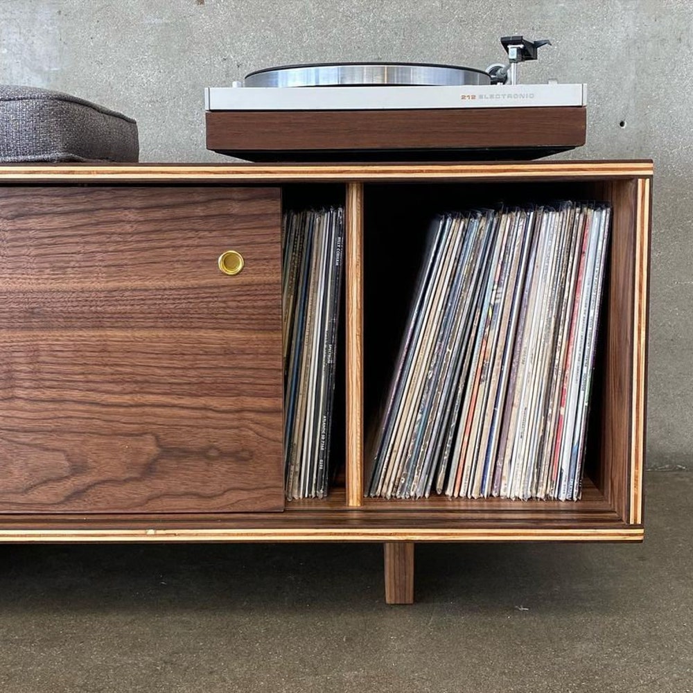 The Lo-fi Vinyl Storage Bench with Sliding Doors - Image 3