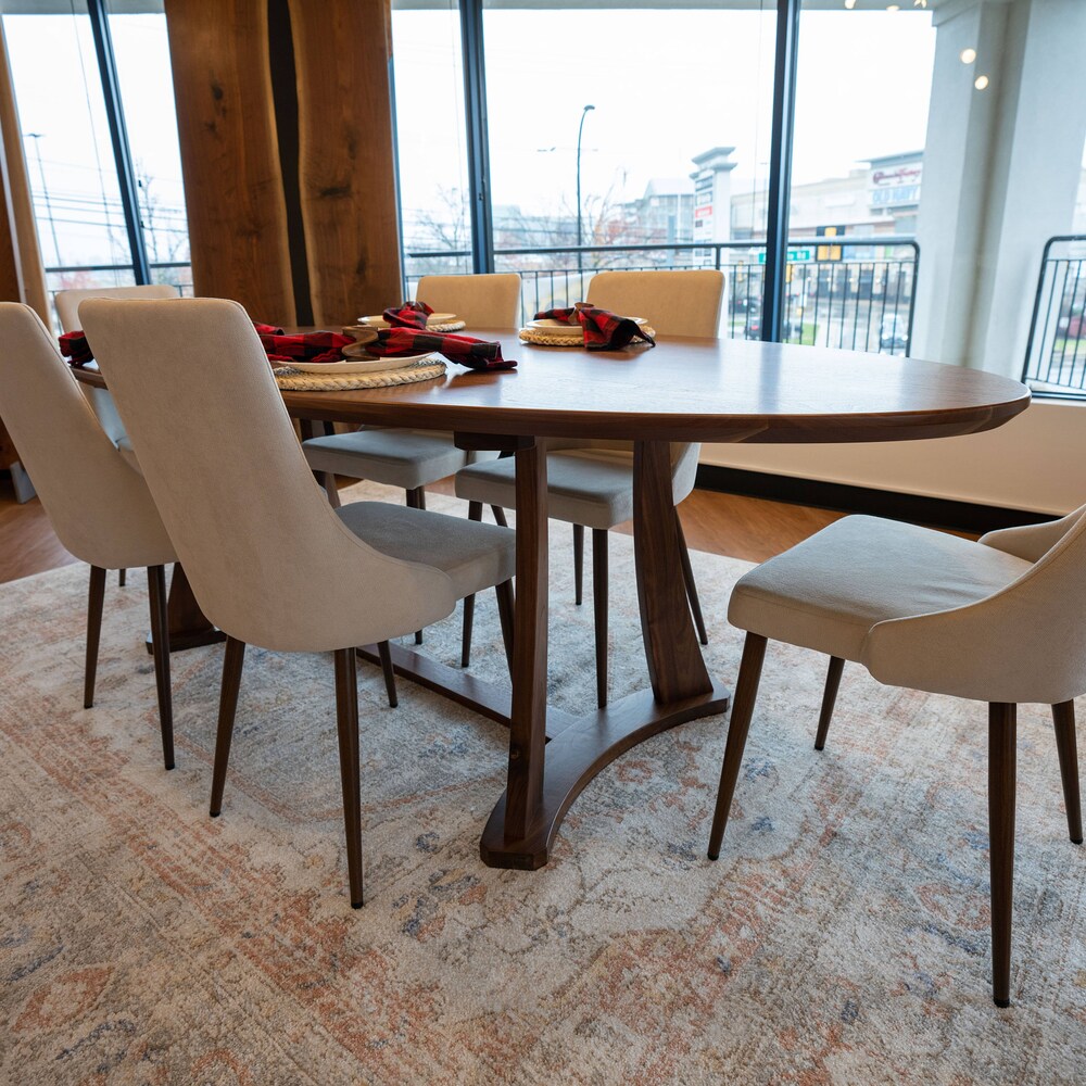 The Quinn Oval Walnut Dining Table, Wooden Dining Table, Oval Kitchen Table, Oval Family Table, Table with Wooden Base, Rounded Dining Table - Image 10