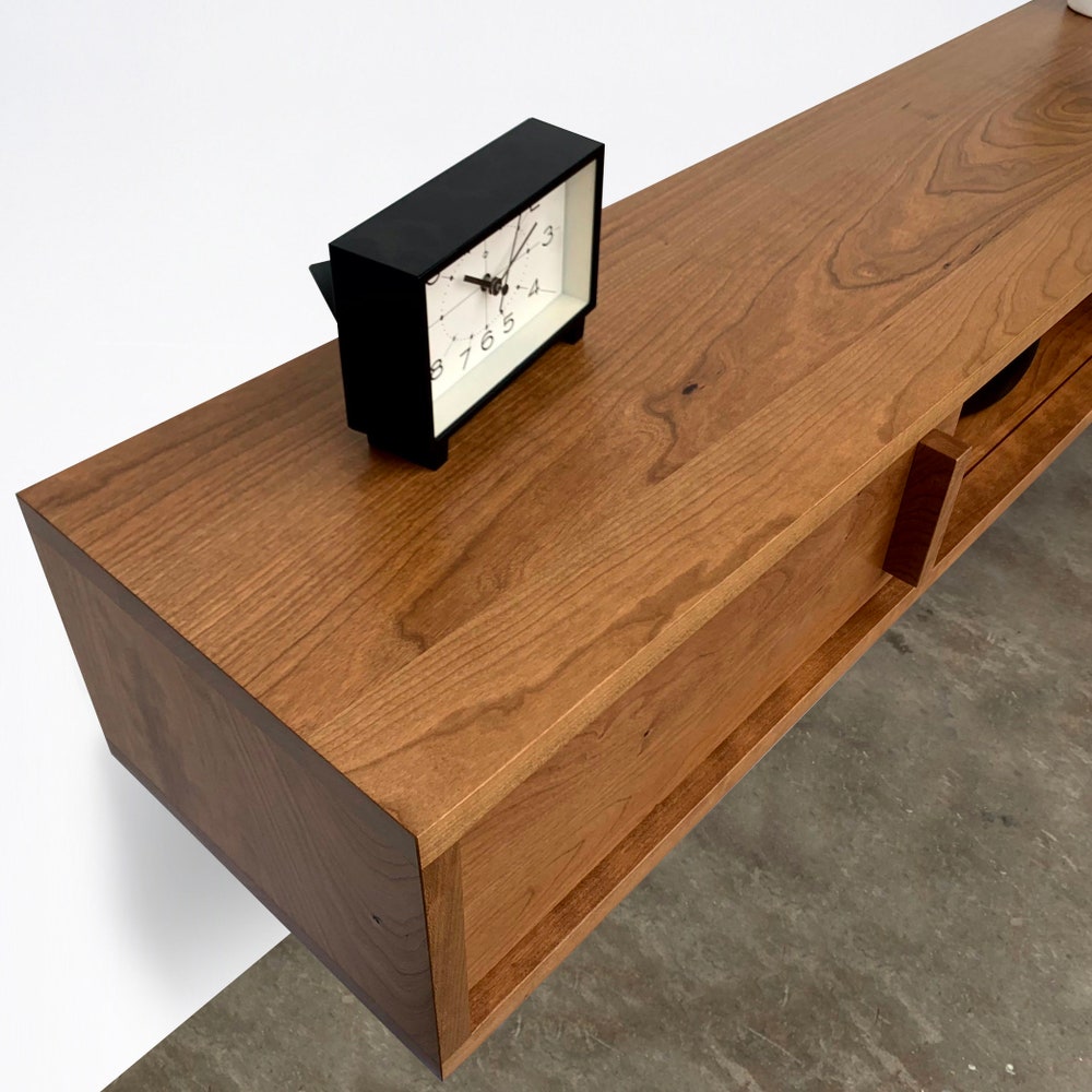 Solid Cherry Floating Console with Sliding Doors - In Stock! - Image 3