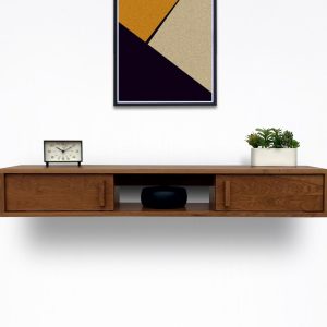 Solid Cherry Floating Console with Sliding Doors - In Stock!