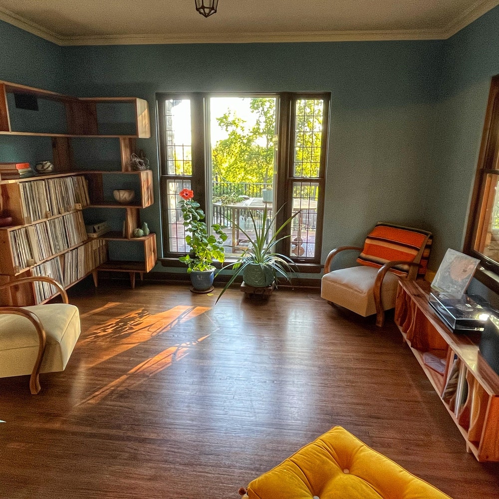 Corner Omni OFFSTACK Bookcase, 36"W, 24"D, Modern Vinyl LP Storage, Geometric Record Storage, Corner Bookshelf (Shown in Walnut) - Image 8
