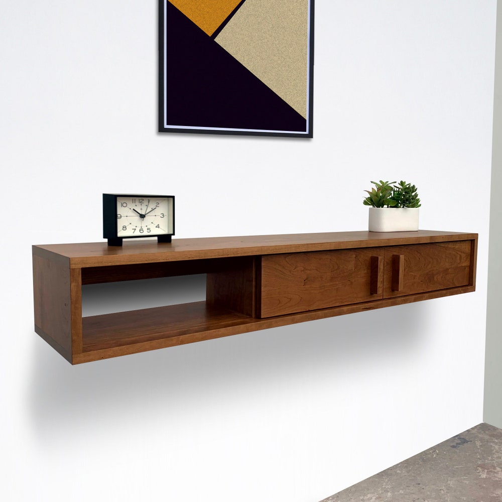 Solid Cherry Floating Console with Sliding Doors - In Stock! - Image 2