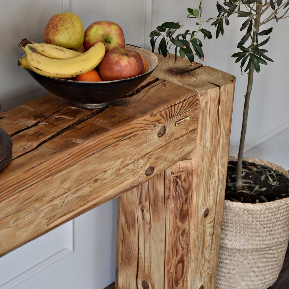 Old beam console table unique old wood rustic style table loft organic reclaimed barn wood entryway table rough wood natural rustic MFW - Image 3
