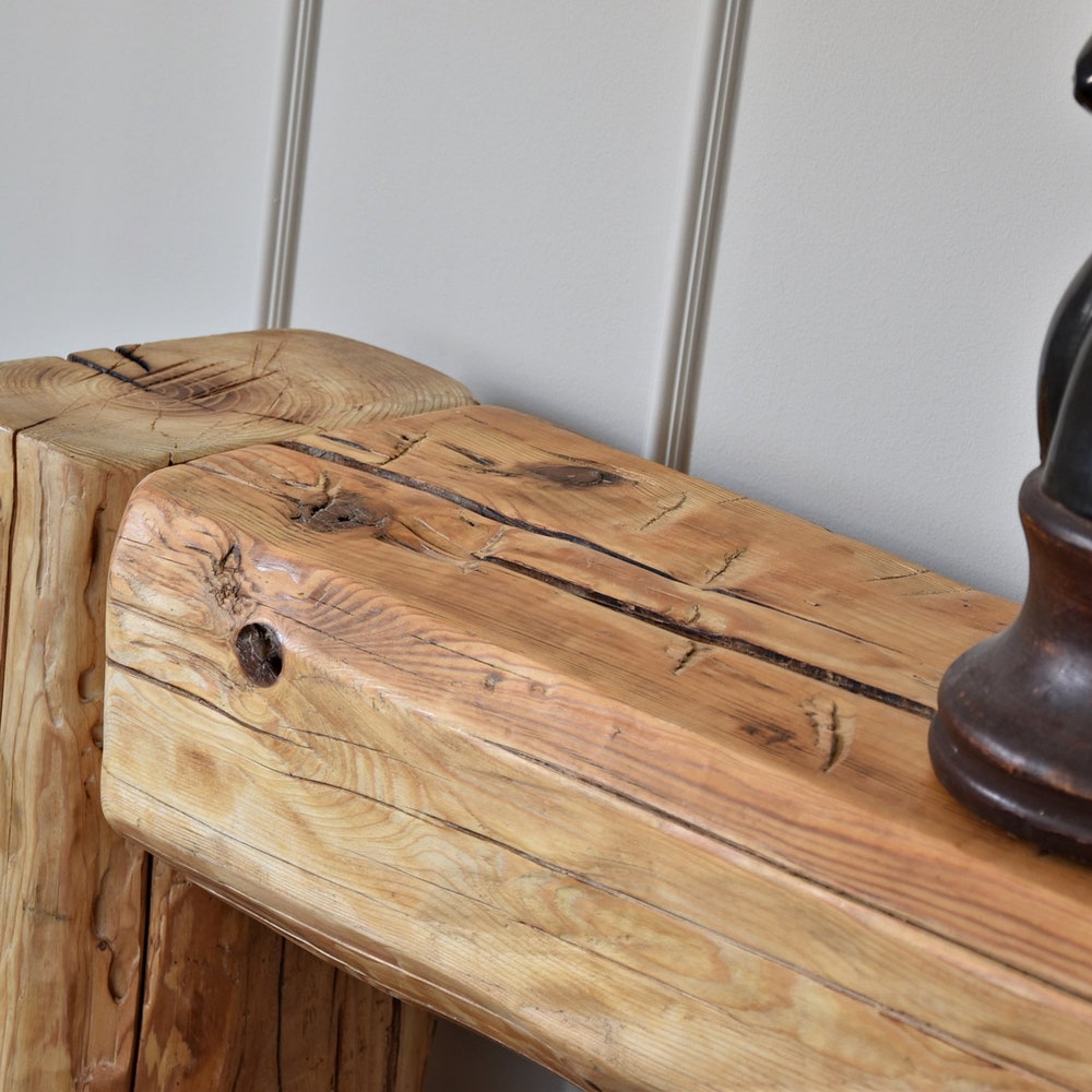 Old beam console table unique old wood rustic style table loft organic reclaimed barn wood entryway table rough wood natural rustic MFW - Image 7