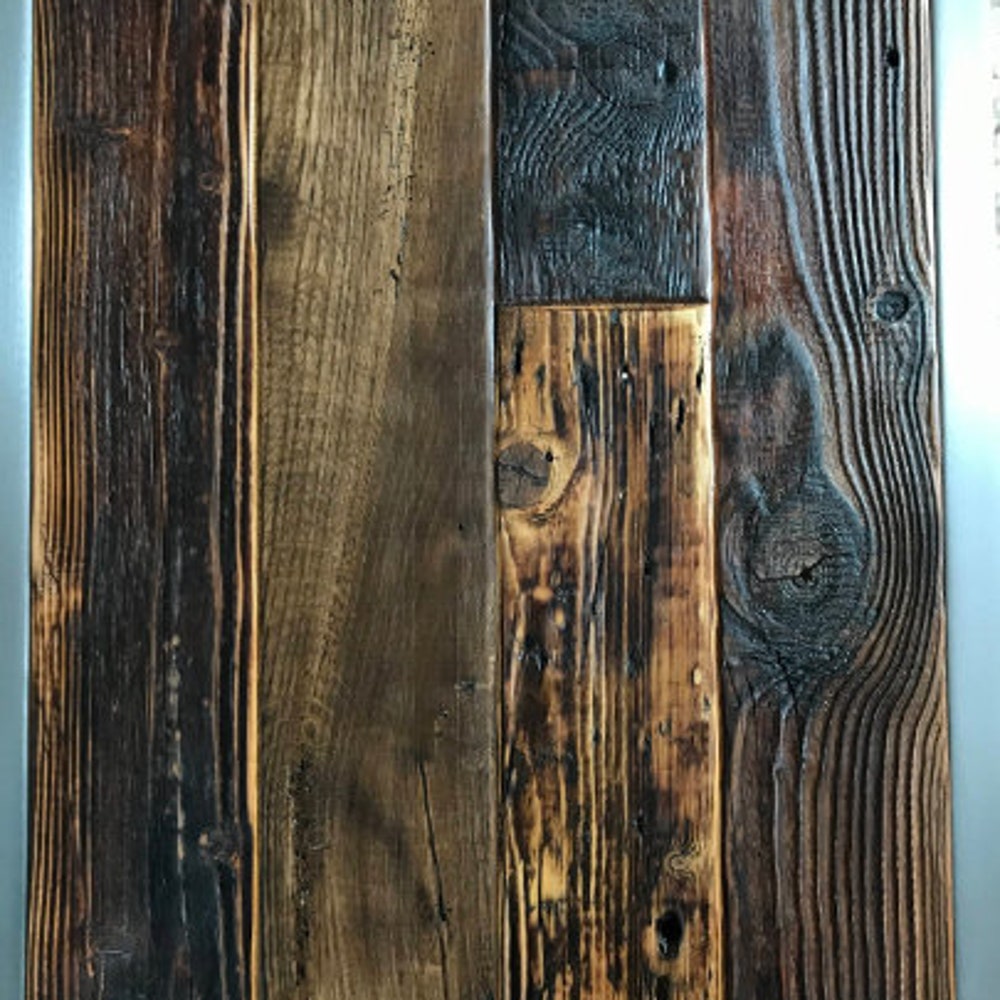 Old barn wood coffee table silver legs organic planks dark brown wood reclaimed solid wood steel legs loft end table industrial style MFW - Image 5