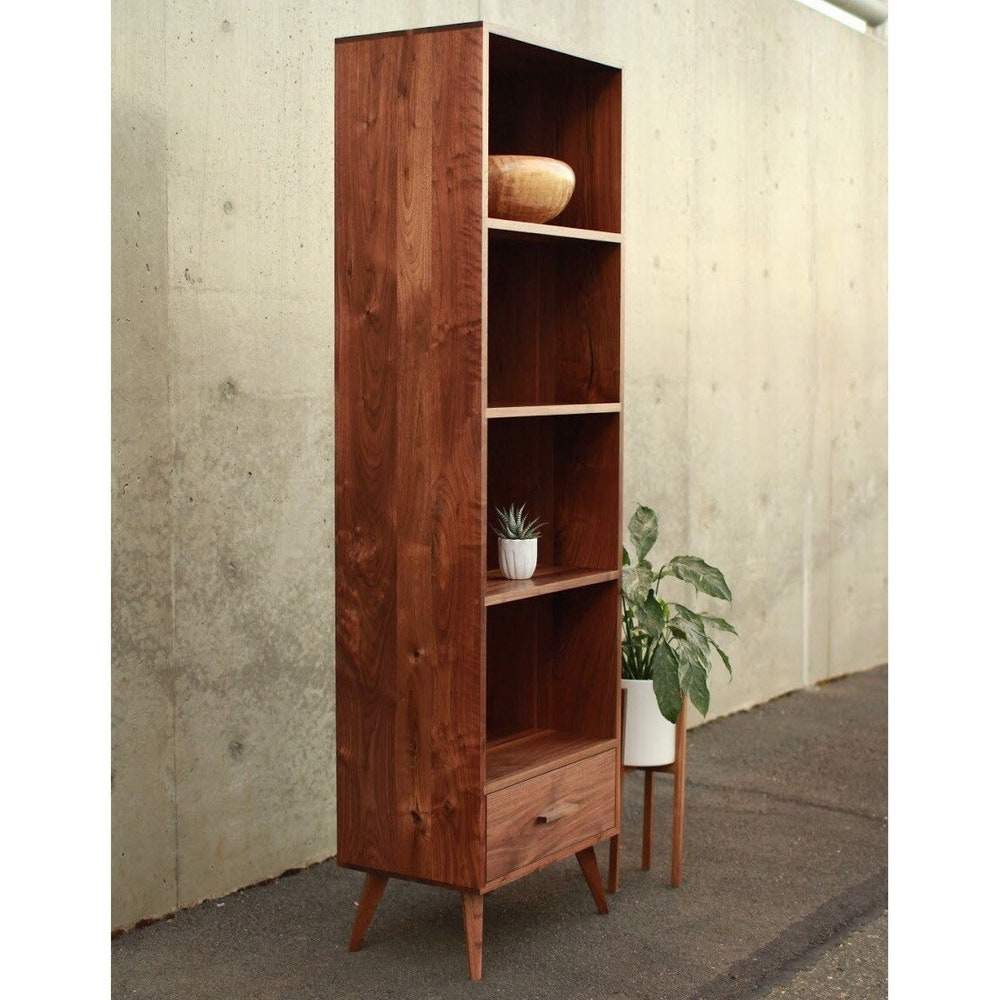 Fullstack Bookcase, Mid-Century Modern Vinyl Storage, Mid Century Bookshelf, Modern LP Shelf (Shown in Walnut)