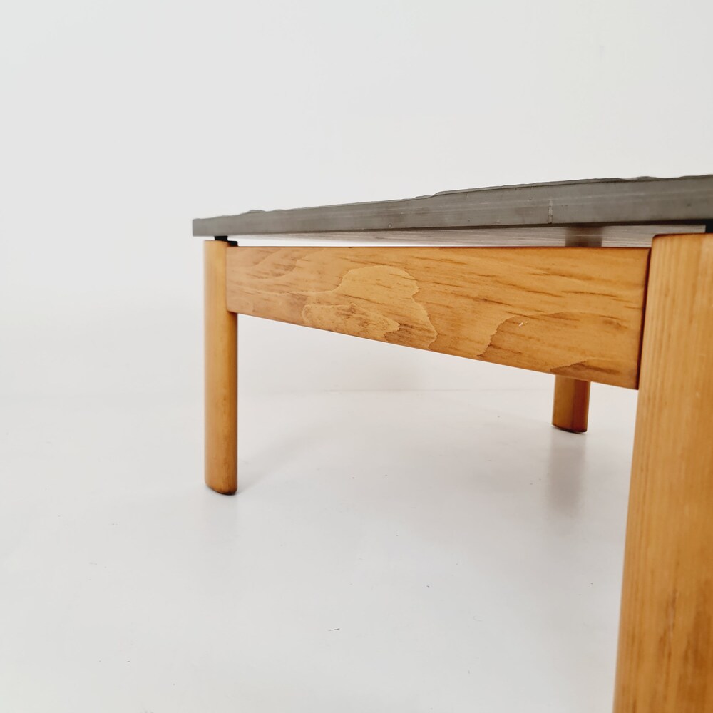 Danish solid oak and stone coffee table, 1960s - Image 7