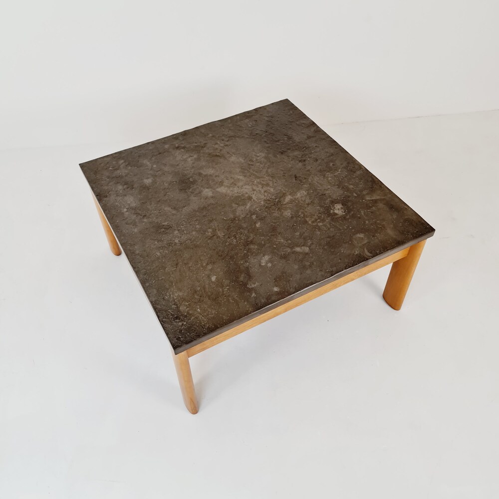 Danish solid oak and stone coffee table, 1960s - Image 10