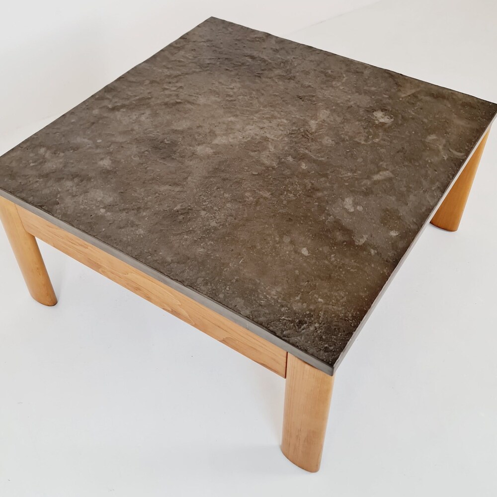 Danish solid oak and stone coffee table, 1960s - Image 4