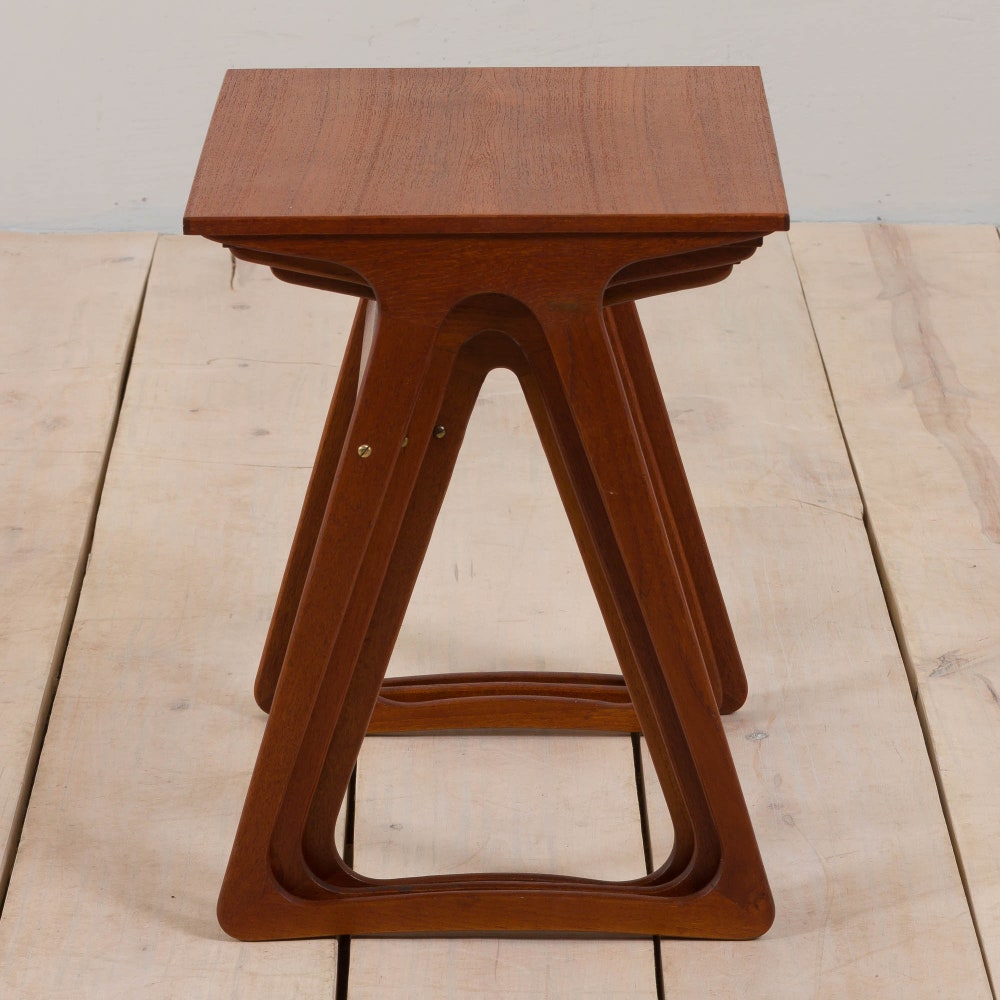 Set of 3 vintage Danish modern nesting tables in teak in J. Andersen CFC style, 1960s - Image 5