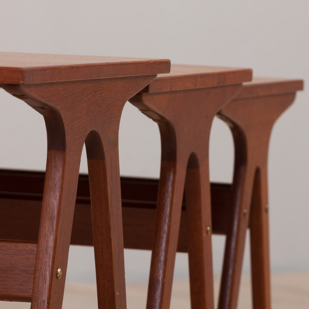 Set of 3 vintage Danish modern nesting tables in teak in J. Andersen CFC style, 1960s - Image 8
