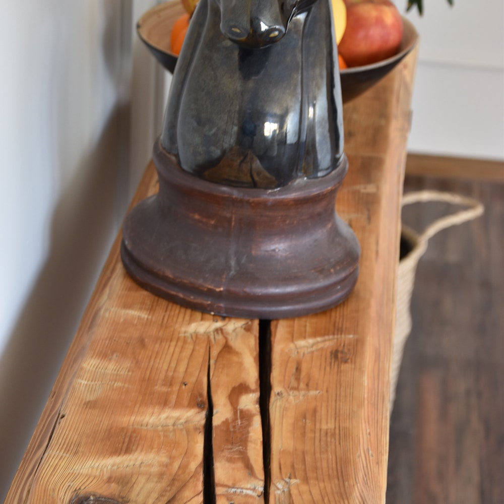 Old beam console table unique old wood rustic style table loft organic reclaimed barn wood entryway table rough wood natural rustic MFW - Image 4