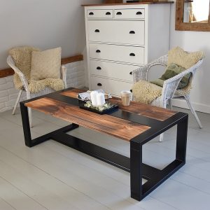 il_1000x1000.4750577603_191k.jpg Reclaimed wood and steel coffee table. Black steel legs organic planks industrial loft style modern warm Old wood massive table MFW design