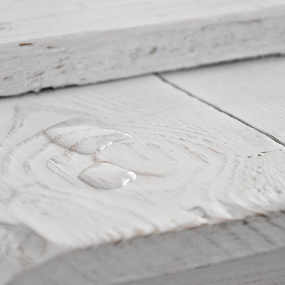 Old white chest army box coffee table rustic style organic barn wood reclaimed solid wood on wheles massive table chic provencal table MFW - Image 5