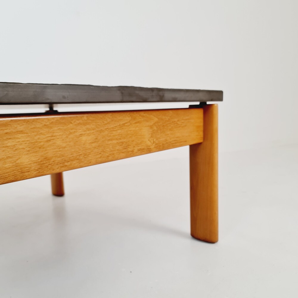 Danish solid oak and stone coffee table, 1960s - Image 8