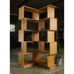 il_1000x1000.4803768712_kuwh.jpg Corner Omni OFFSTACK Bookcase Balanced, 36"W x 36"D, Geometric Corner Bookcase, Corner LP Shelf, Offset Corner Shelf (Shown in Cherry)