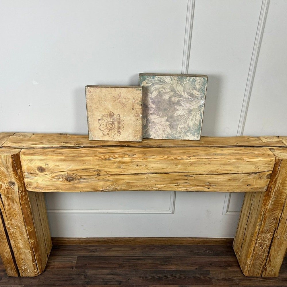 Old beam console table unique dovetail joint wood rustic style table loft organic reclaimed barn wood entryway end table natural light MFW - Image 9