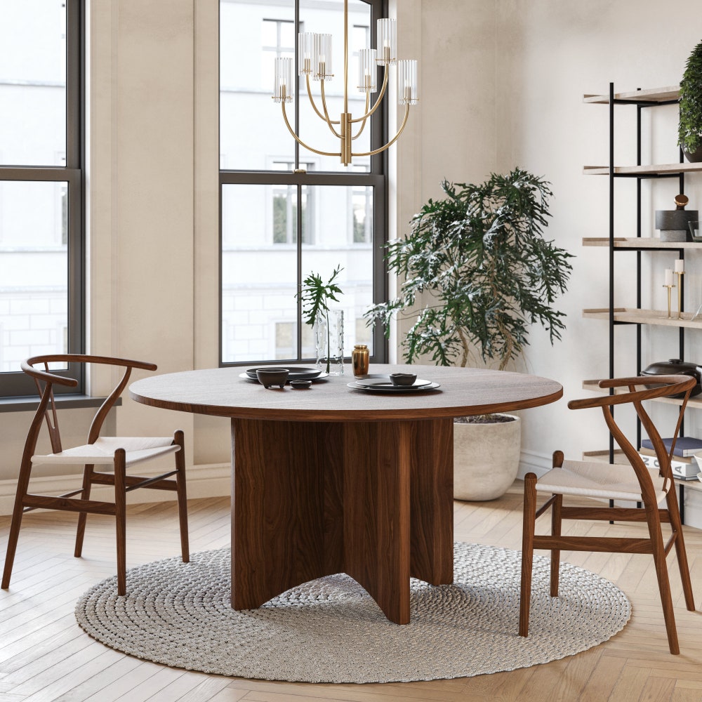 The Taylor Walnut Dining Table, round dining table, circle table, solid wood table - Image 4