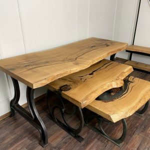 il_1000x1000.4867435465_4m4d.jpg Oak live edge dining coffee table with epoxy resin black steel shaped machinary legs loft industrial modern solid massive table unique MFW