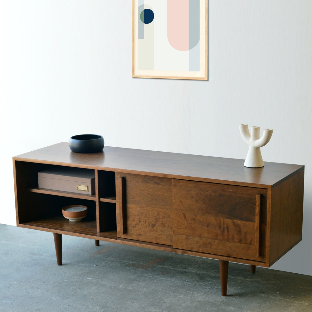 Kasse Media Console - 60" - Solid Cherry - Teak Finish - In Stock! - Image 9