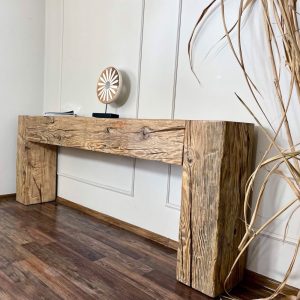 Old beam console table unique dovetailed old wood rustic style table loft organic reclaimed barn wood entryway natural table MFW design