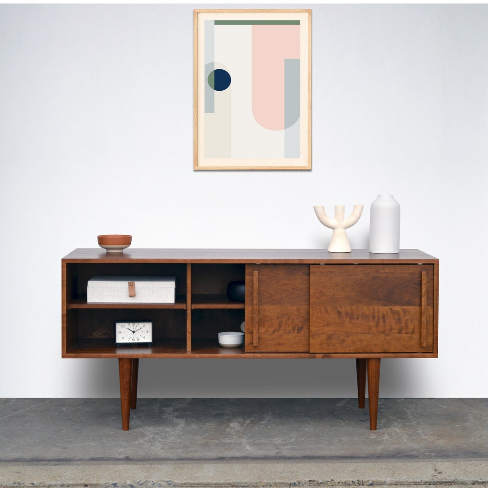 Kasse Media Console - 60" - Solid Cherry - Teak Finish - In Stock!