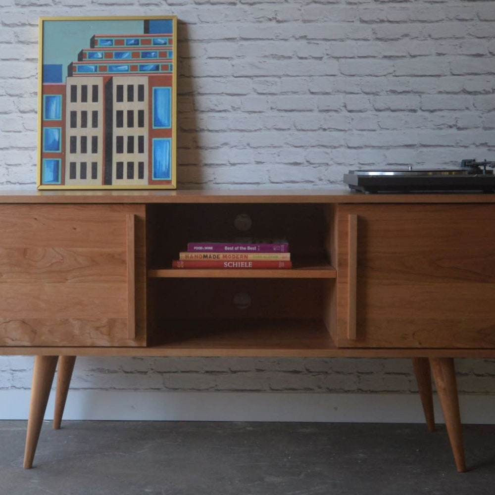 Kasse Media Console - 60" - Solid Cherry - 12" Legs - In Stock! - Image 6