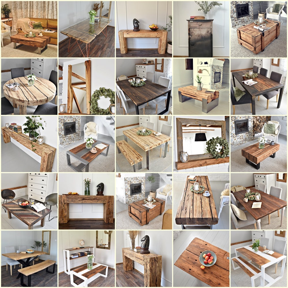 Old barn wood coffee table silver legs organic planks dark brown wood reclaimed solid wood steel legs loft end table industrial style MFW - Image 9