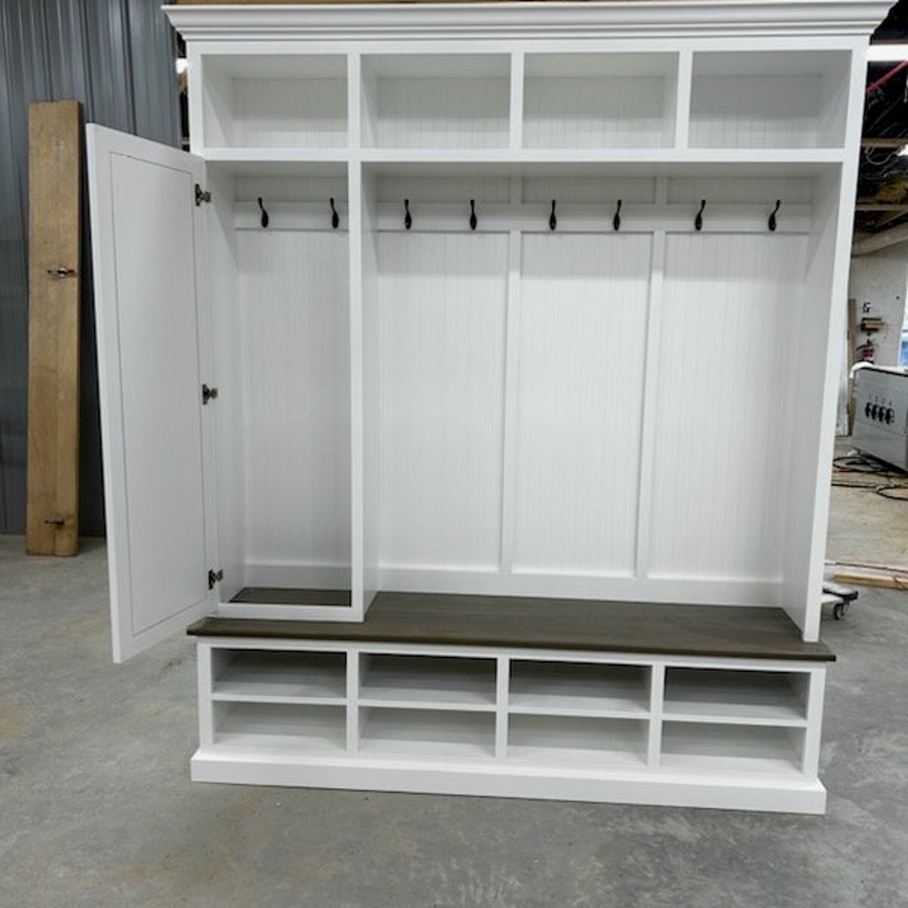 Fort Myers Entryway Shoe Cabinet | 4 Section Hall Tree with Storage | Mudroom Bench | Custom Shoe Organizer Furniture - Image 6