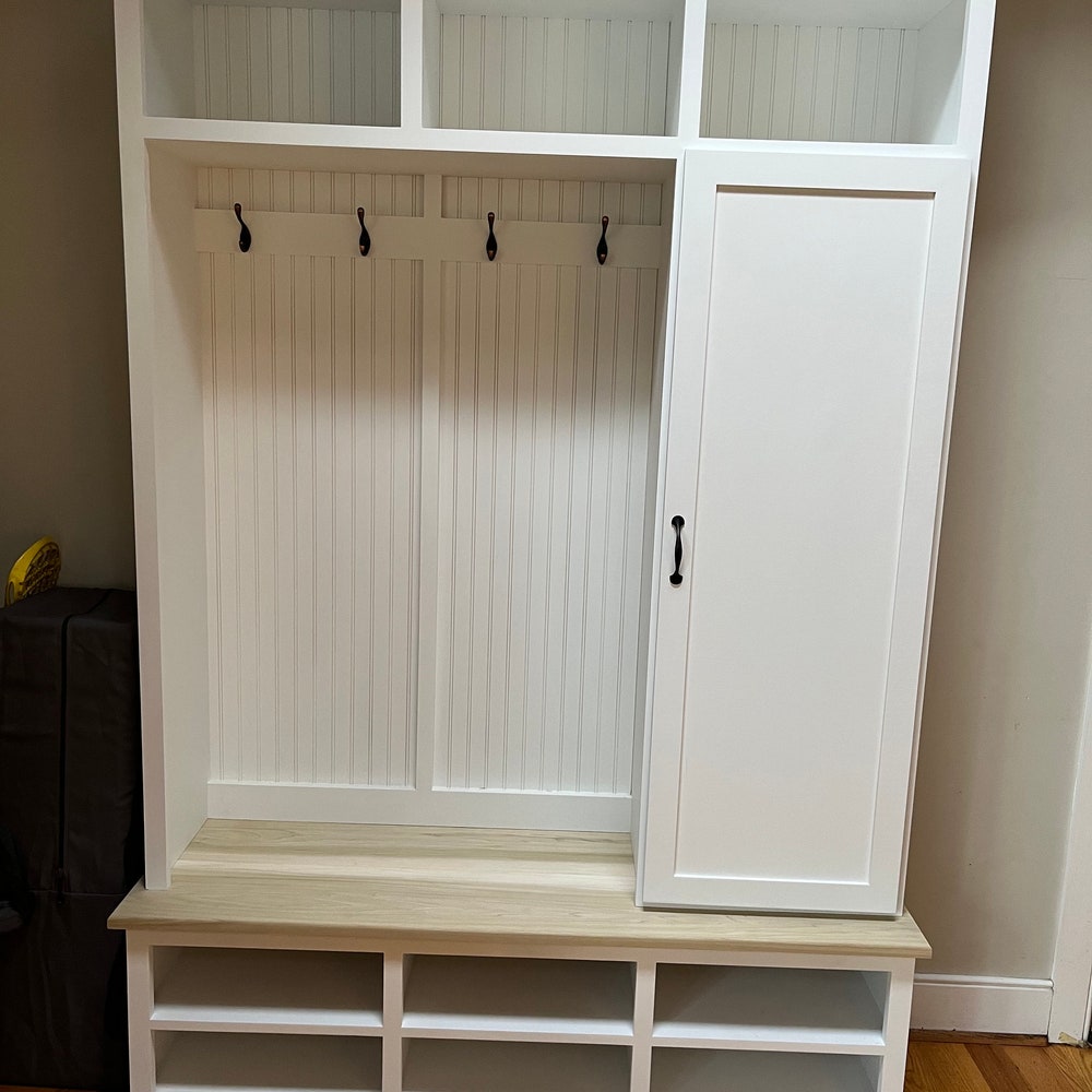 Fort Myers Entryway Shoe Cabinet | 3-Section Hall Tree with Storage | Mudroom Bench | Custom Shoe Organizer Furniture - Image 4