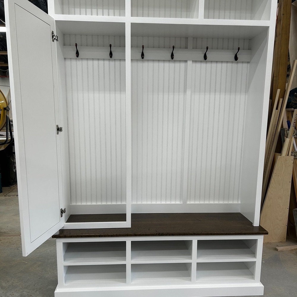 Fort Myers Entryway Shoe Cabinet | 3-Section Hall Tree with Storage | Mudroom Bench | Custom Shoe Organizer Furniture - Image 6