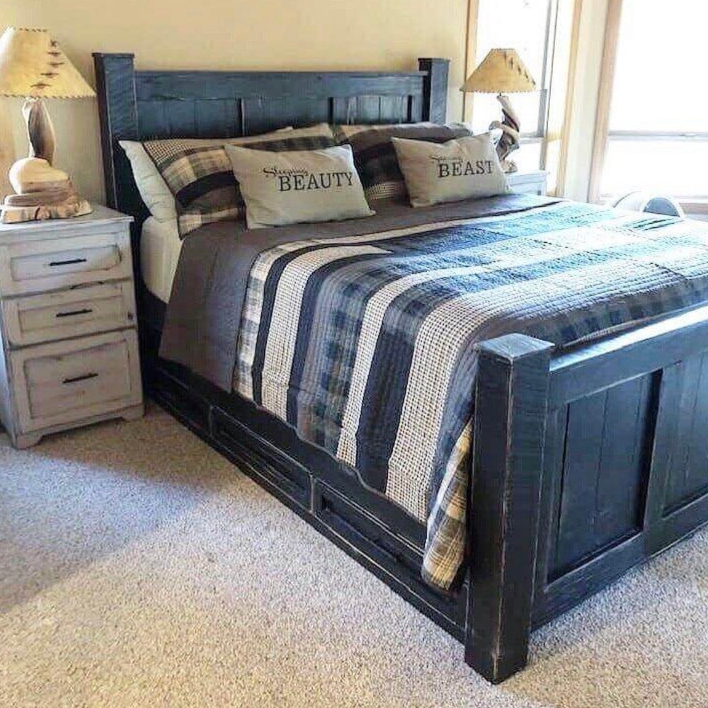 GRIFFIN wood bed frame and storage drawers king size queen size California king