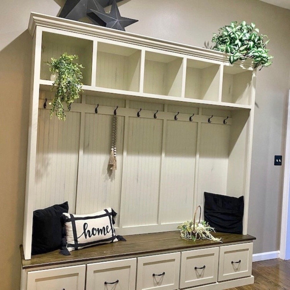 Georgia Mudroom Locker Bench | Shoe Storage | Hall Tree | Coat Rack | Entryway Furniture (5 section) - Image 7