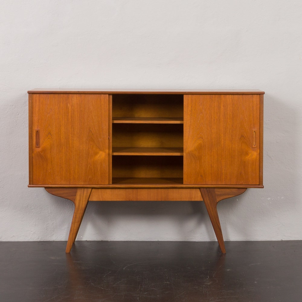 Danish highboard in teak with solid teak base and hidden drawer, Randers, Denmark 1960s. - Image 3
