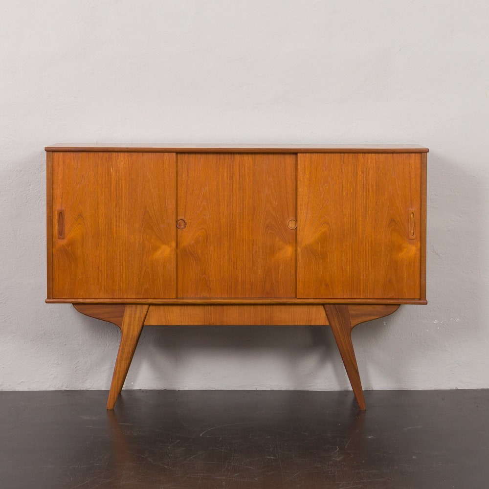 Danish highboard in teak with solid teak base and hidden drawer, Randers, Denmark 1960s. - Image 2