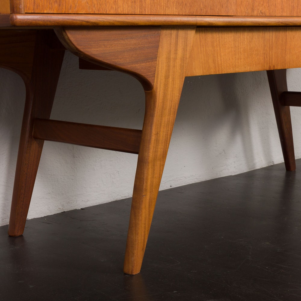 Danish highboard in teak with solid teak base and hidden drawer, Randers, Denmark 1960s. - Image 9