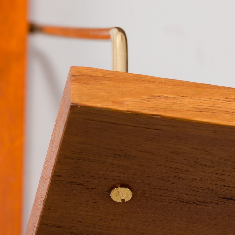 Danish one bay mid century wall unit with chest of drawers and brass hardware, 1950s - Image 10