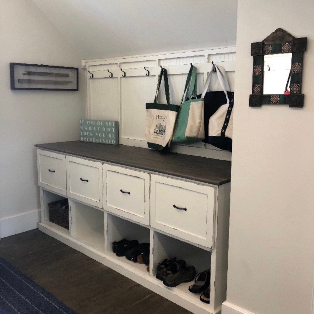 Markley Hall Tree | Custom Mudroom Bench with Storage | Entryway Organizer with Hooks & Cubbies | Farmhouse Style Hall Tree Furniture - Image 6