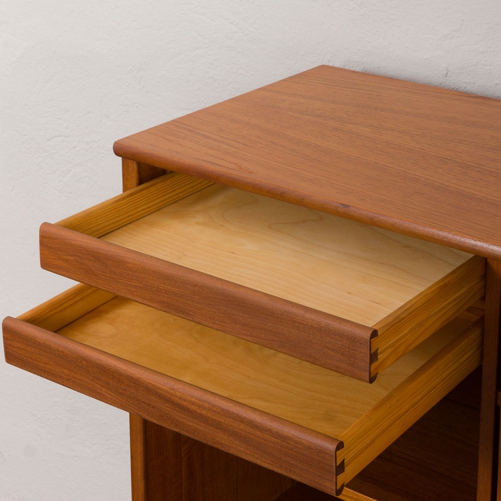 Danish highboard in teak with solid teak base and hidden drawer, Randers, Denmark 1960s. - Image 8