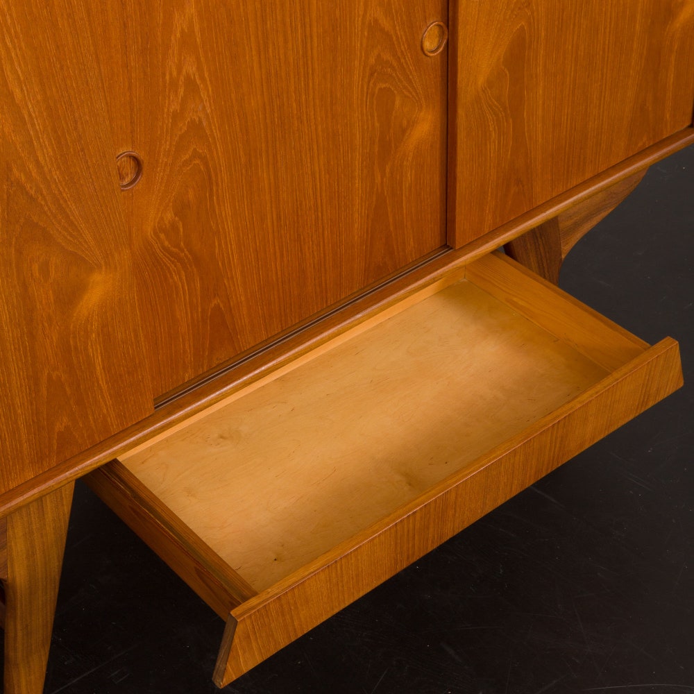 Danish highboard in teak with solid teak base and hidden drawer, Randers, Denmark 1960s. - Image 6