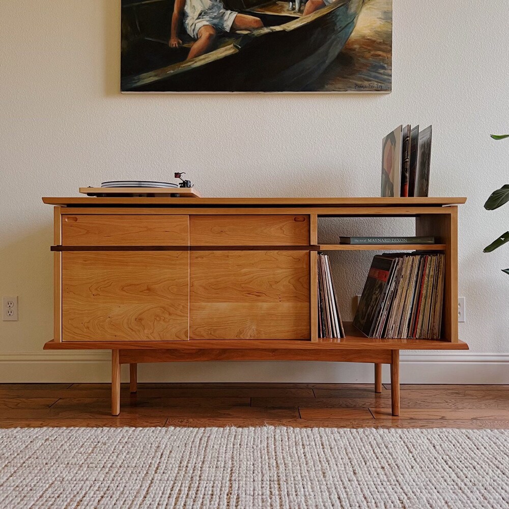 The Austen | Solid Wood | Mid-Century Modern Record Console
