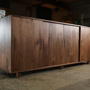 Alessi Console, Modern Media Console, Modern LP Storage, Record Storage Sideboard (Shown in Walnut)