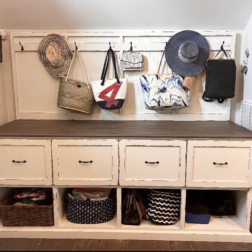 Markley Hall Tree | Custom Mudroom Bench with Storage | Entryway Organizer with Hooks & Cubbies | Farmhouse Style Hall Tree Furniture - Image 3